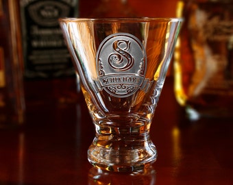 Personalized Monogram Martini Glass, Engraved Set of 2 (m8)