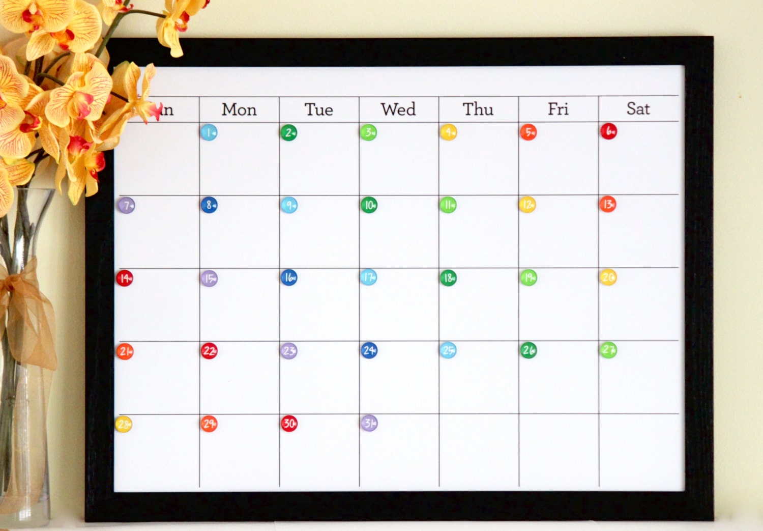 Dry Erase Monthly Calendar Black Glass Dry Erase