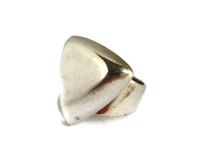 Sterling Silver Triangle Ring, Vintage Wide Band Ring, Size 7