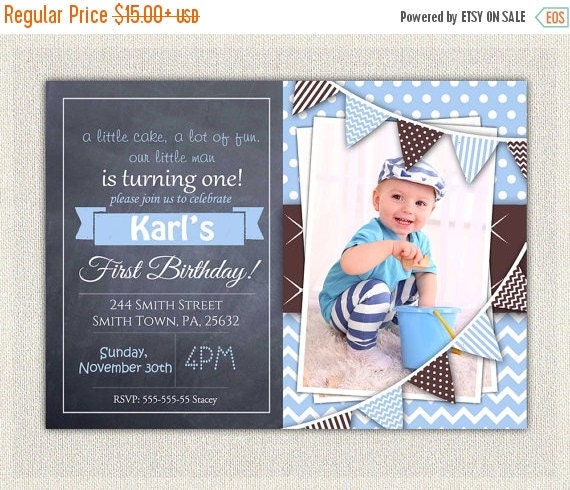 ON SALE Boys 1st Birthday Invitation / Baby by PixiePerfectParties