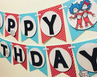 Thing 1 and thing 2 birthday banner/ twins