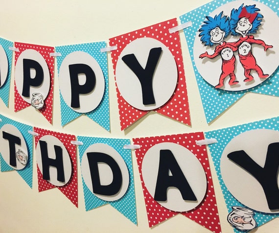 Thing 1 and thing 2 birthday banner/ twins