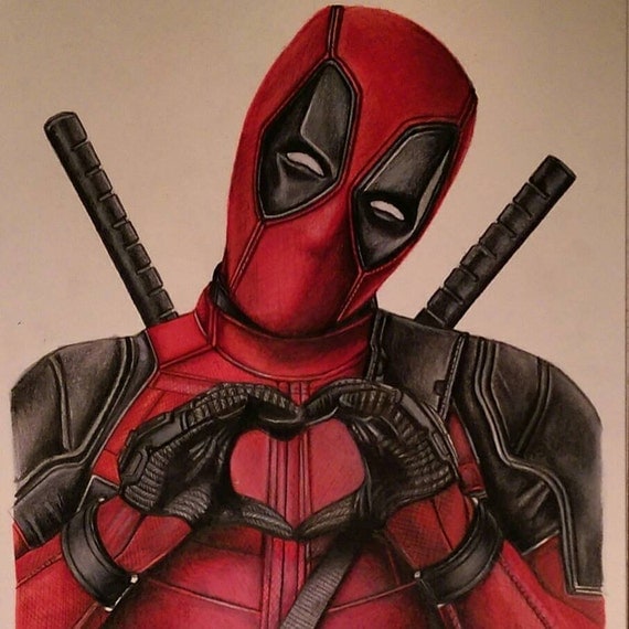 Hand Drawn Deadpool Print by GlensOriginalArt on Etsy