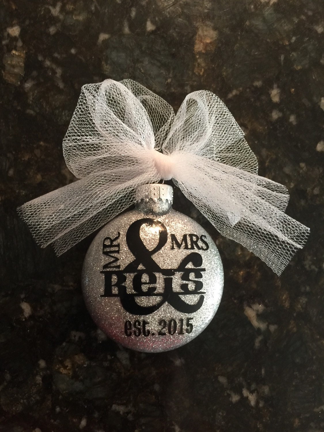 Personalized Mr. And Mrs. glass Christmas ornament