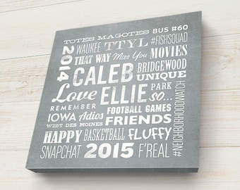 Going Away Gift, Custom Canvas, Personalized Word Art, Keepsake, Word Cloud