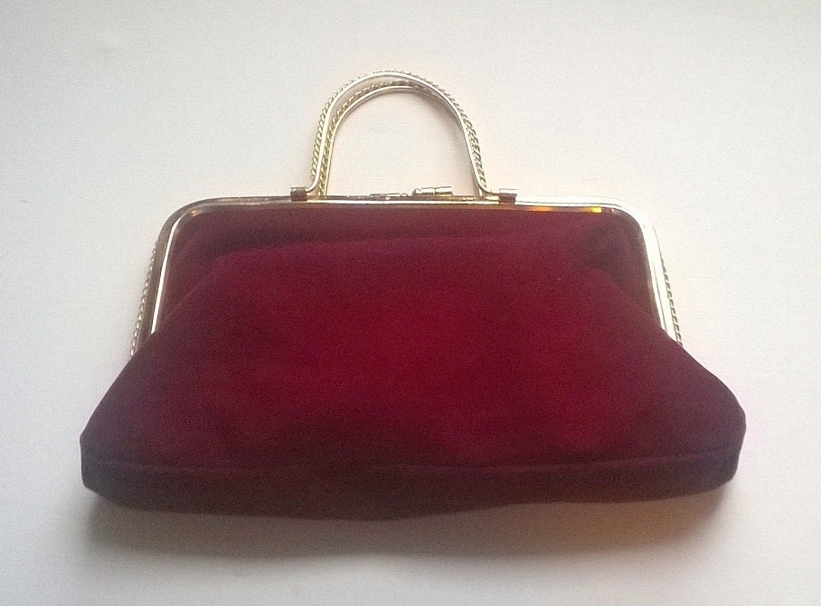 red velvet evening bag