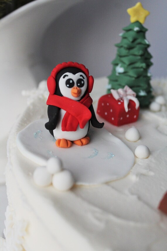 Fondant Christmas cake kit / Fondant Penguins
