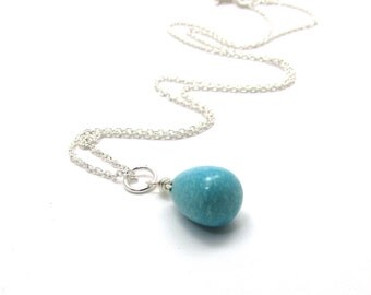 Sterling silver turquoise pendant, Arizona sleeping beauty turquoise jewelry, turquoise drop pendant, turquoise December birthstone jewelry