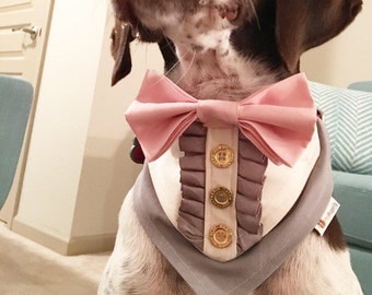 Tuxedo Pet Bandana - With Ruffles - Dog Bandana - Cat Bandana - Wedding Bandana - Dog Wedding Bandana - Best Dog - Pet Wedding Bandana