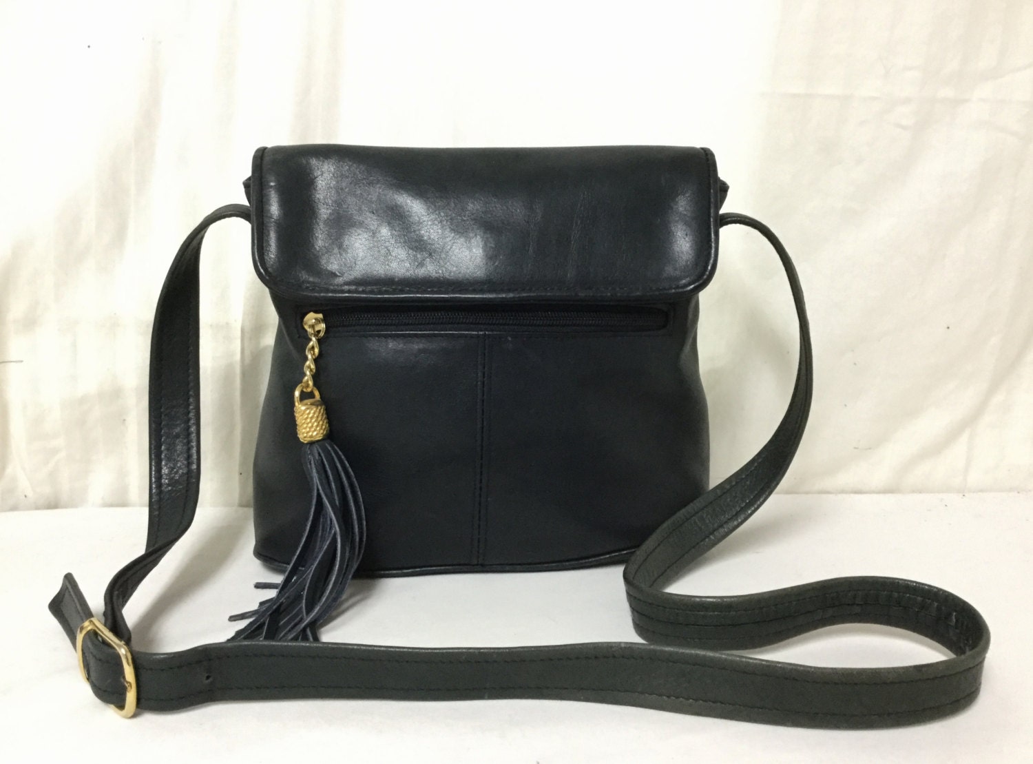 tignanello blue leather purse