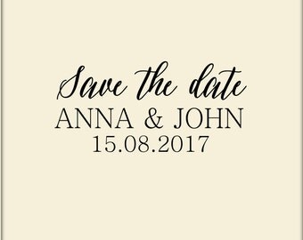 Save the date stamp, Custom wedding stamp, Personalized invitation stamp, small wedding stamp, 1x2 inches stamp, Custom logo stamp, A35