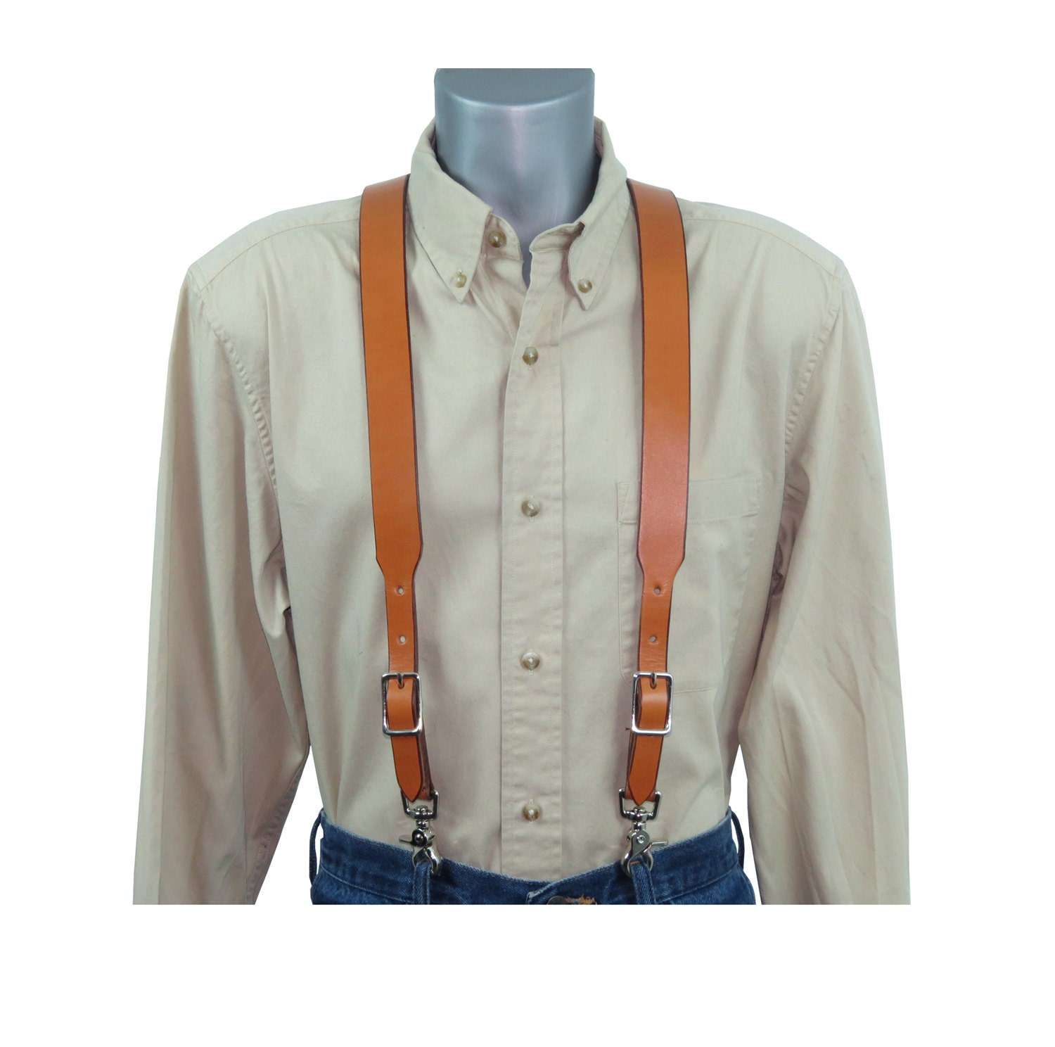 Tan Leather Suspenders by NoSlipSuspenders on Etsy