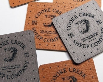50 - 1.5 x 1.5 Ultraleather - Ultraleather Knitting Tags - Custom Clothing Labels