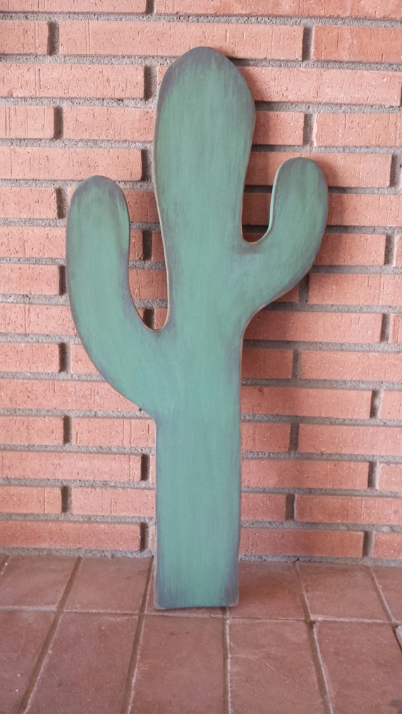 Wood Cactus wall hanging Arizona wood cactus distressed wood