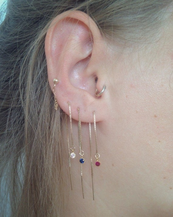 Threader Gold Filled Earrings Gold Threaders by LYCKAjewelry