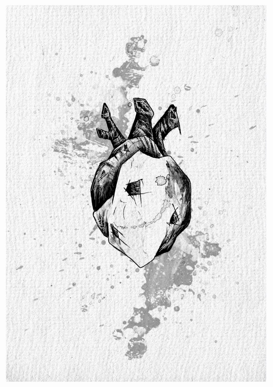 Scratch Heart A4 print framed