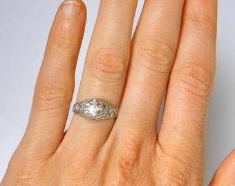 Art Deco Engagement Ring 1920s Engagement Ring Old European Cut Diamond Antique Wedding Ring Platinum Wedding Band Platinum Engagement Ring