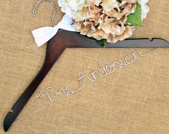 Personalized Bridal Hanger, Wedding Hangers, Bride Hanger, Mrs Hanger, Custom Hanger