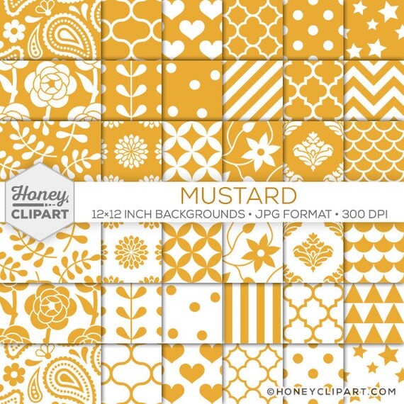 Mustard Digital Paper Mustard Backgrounds by HoneyClipArt on Etsy