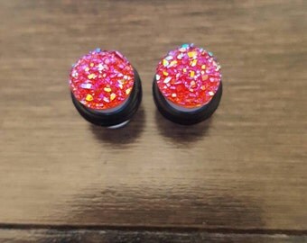 Gauge Ear Plugs - Acrylic - 0 Gauge - (pair) Hot Pink - Stretch Ears - Modification