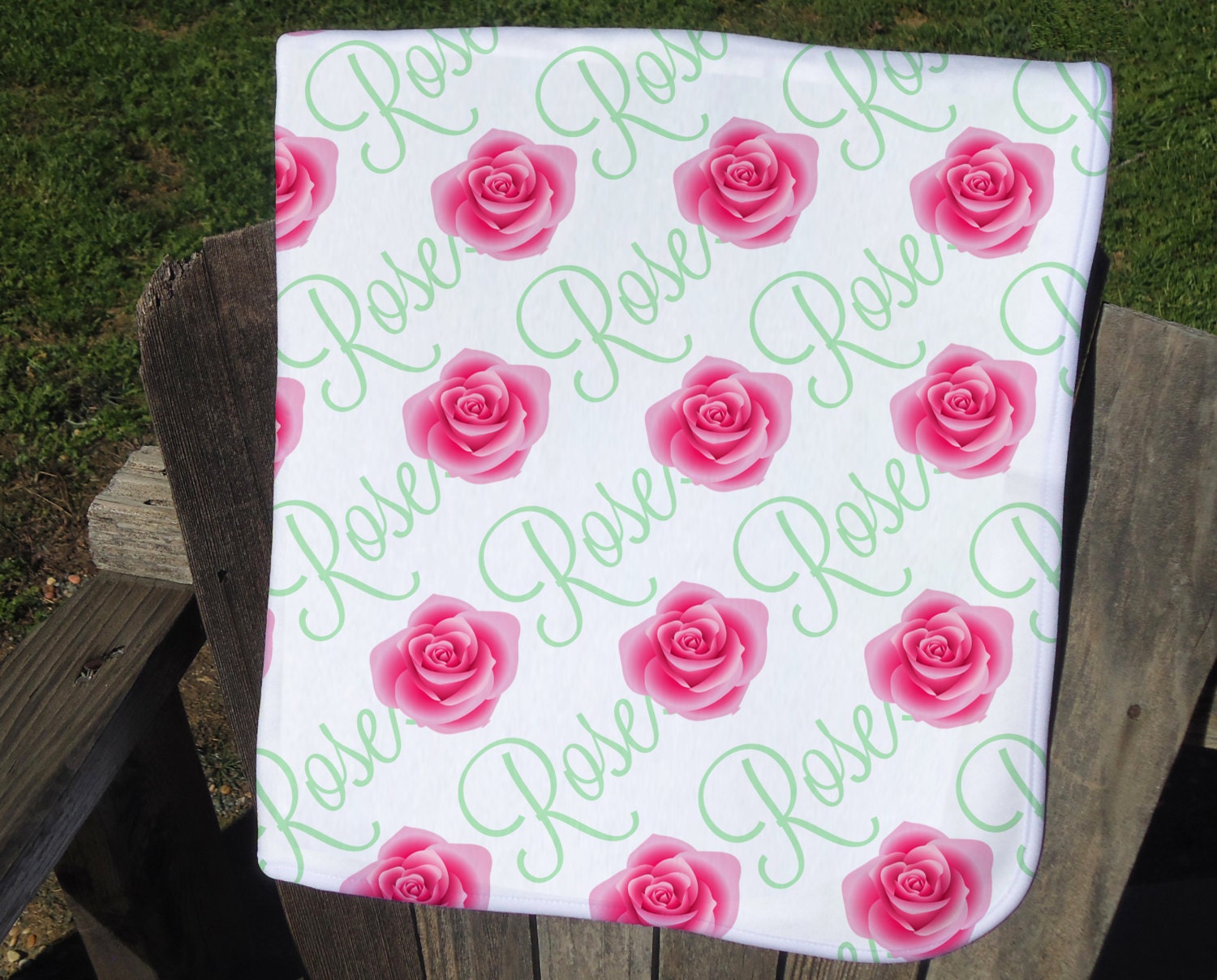 Personalized Baby Blanket with Roses Rose Receiving Blanket