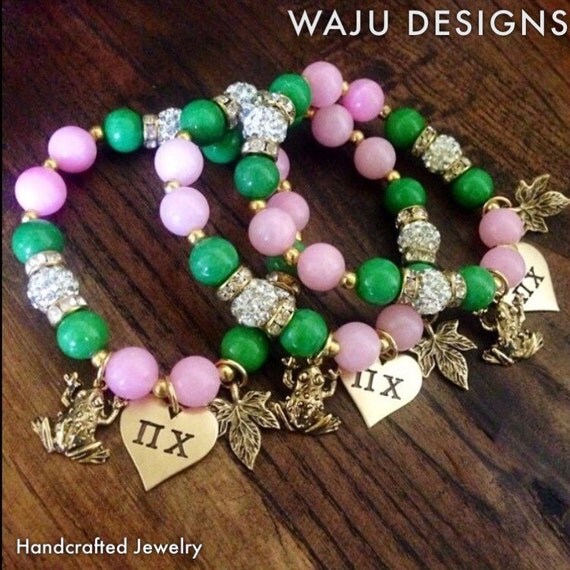 Pink and Green Custom Bracelet by WajuDesigns on Etsy