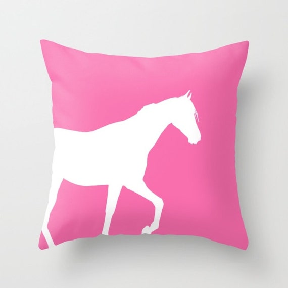 Horse Throw Pillow Cover Bubblegum Pink Horse Decor Horse
