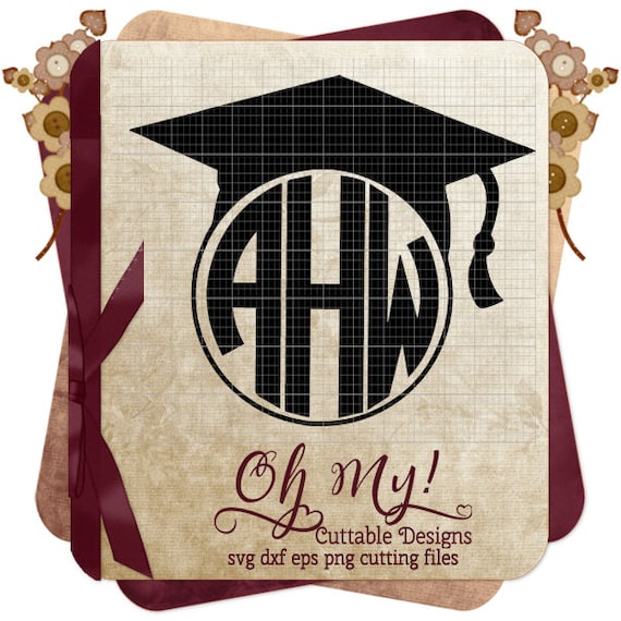 Graduation Cap Graduate Monogram Frame Svg Dxf Eps Png Cutting