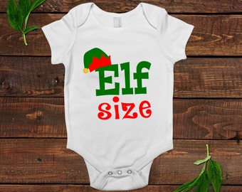 christmas baby bodysuit - baby christmas clothes - elf sized - elf hat