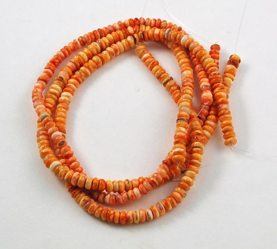 Orange Spiny Oyster Shell Rondelle Beads Genuine 16