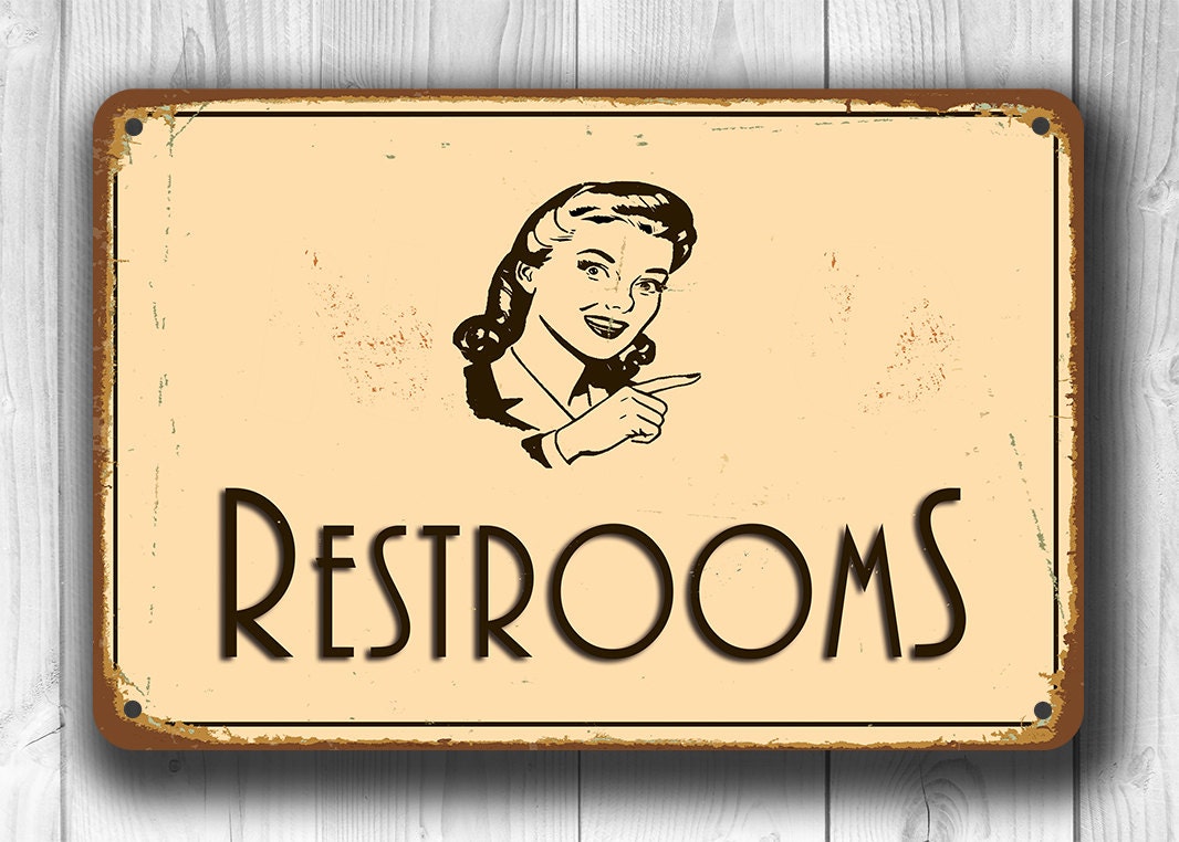 Bathroom Door Sign Restroom Sign Signs Vintage Style Directional Toilet