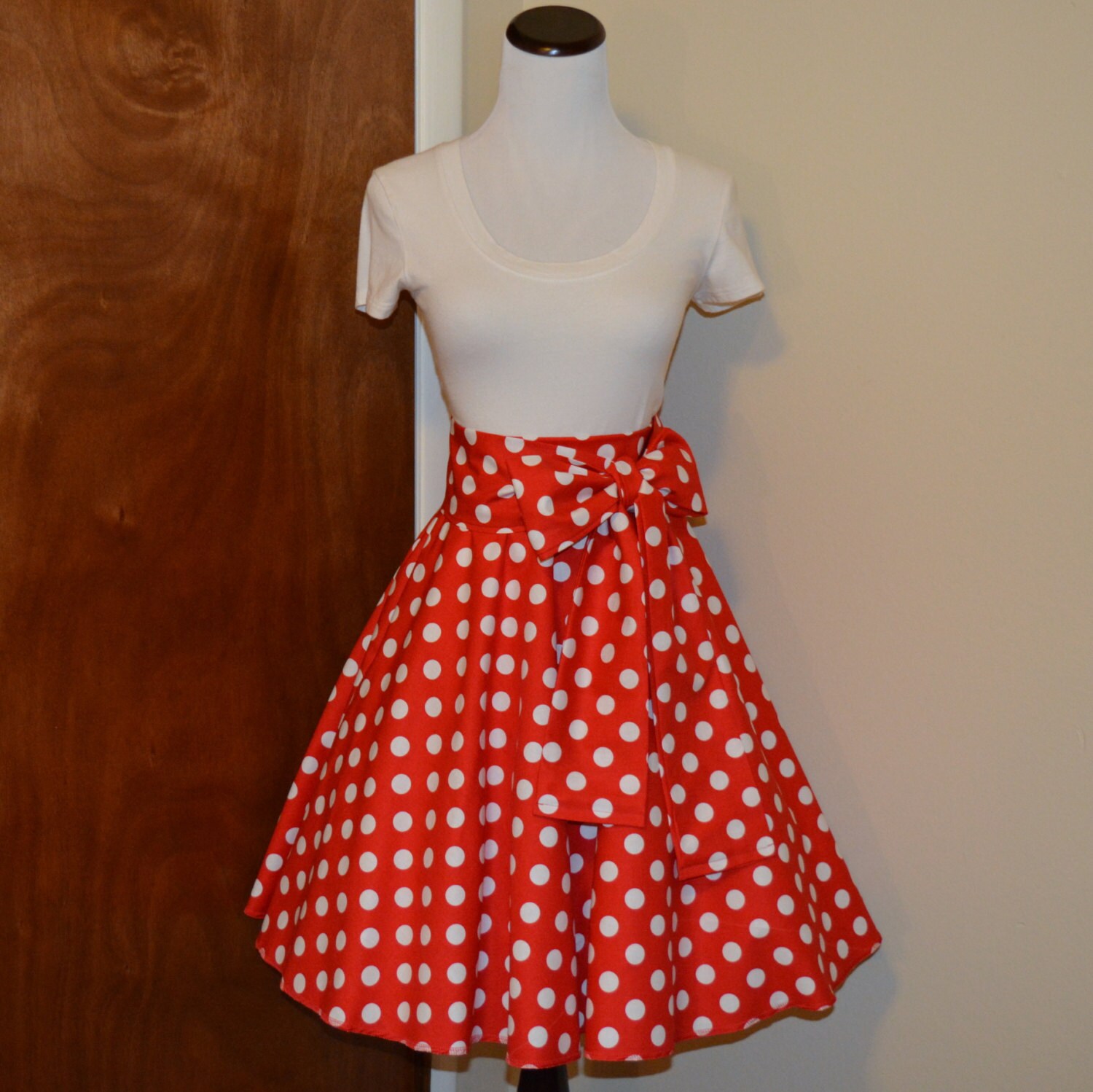 Minnie Mouse Inspired Red And White Polka Dot Circle Skirt And 4375