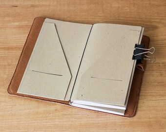 Kraft paper folder for Traveler's Notebook, Regular size, Folder insert, Card holder, Midori accessories, Midori insert