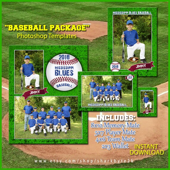 2017 Baseball Template Package for Photoshop. Includes 8x10