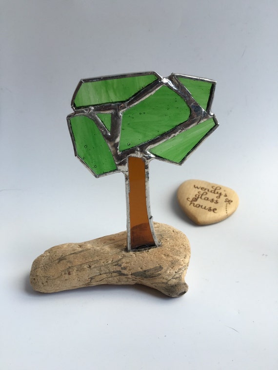 Stained glass treein driftwood