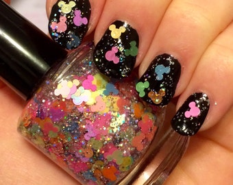 Party Mouse ~ 15 mL Full size bottle ~ Indie Handmade Nail Polish Glitter Topper