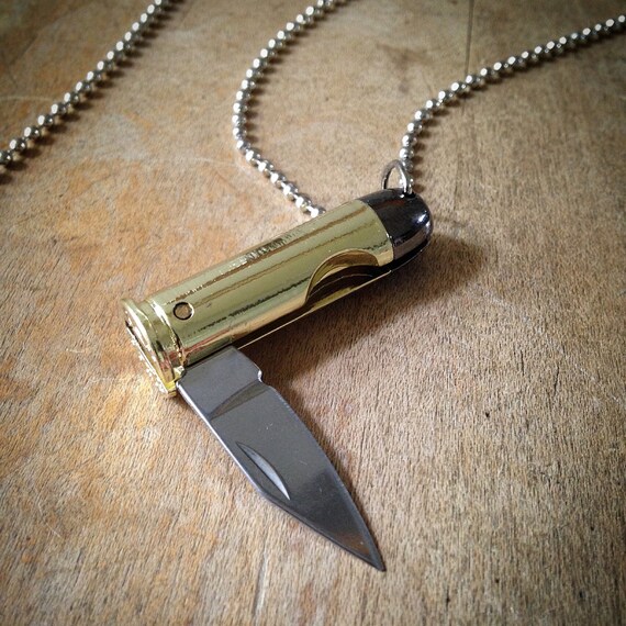 Bullet Knife Necklace GOLD Bullet Casing 44 Magnum Bullet