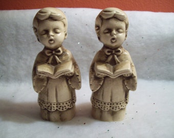 Vintage Wolin Chalkware Choir Boys - Set of 2 - Made in Japan