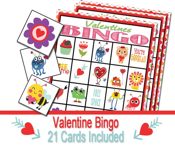Valentine Party Bingo Game Valentine Party by papertagged on Etsy