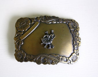 1980s Rockabilly Dancers Belt Buckle Square Dancing Swing Dancing Bronze Tone Metal Buckle Country Western