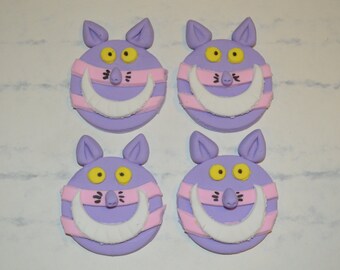 Cheshire Cat Cupcake Topper, Cheshire Cat Fondant Topper, Cheshire Cat Fondant Cupcake Topper, Alice in Wonderland