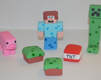 Fondant Minecraft Cake Toppers, fondant minecraft cupcake toppers