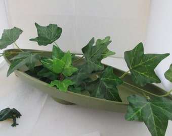 MidCentury McCoy Floraline Matte Green Console Planter and Candle Holder McCoy Planter Floraline Console Bowl Matte Pottery Green pottery