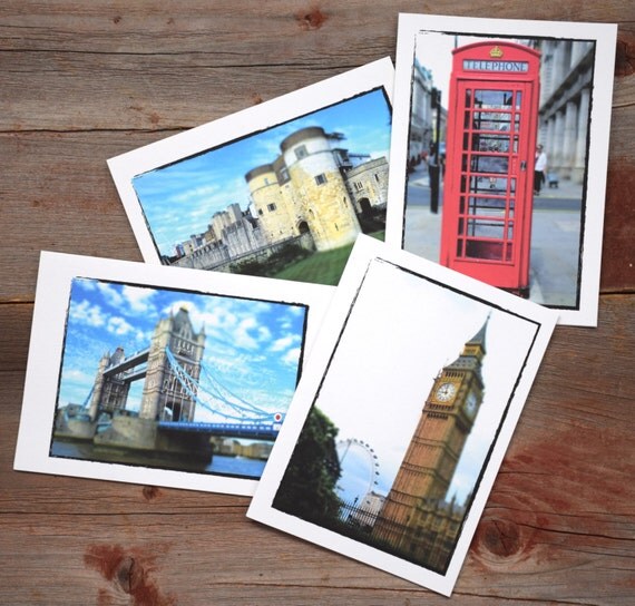 London Photo Greeting Cards/Gift Set of 4 / Stocking Stuffer/