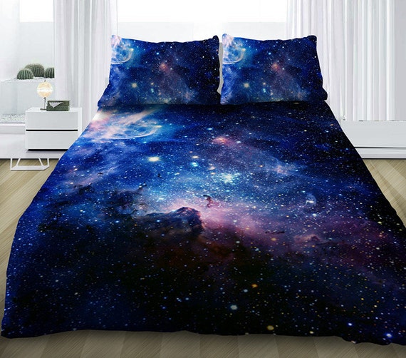 Blue galaxy bedding set galaxy duvet cover with by VividView