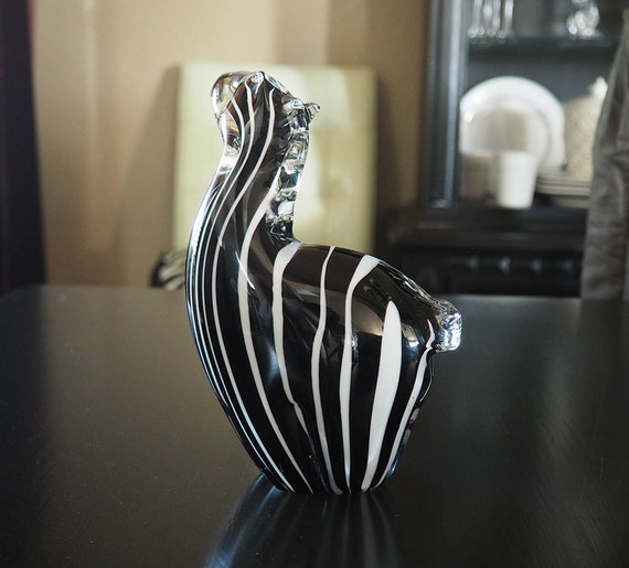 Murano Art Glass Zebra Figurine Paperweight LARGE