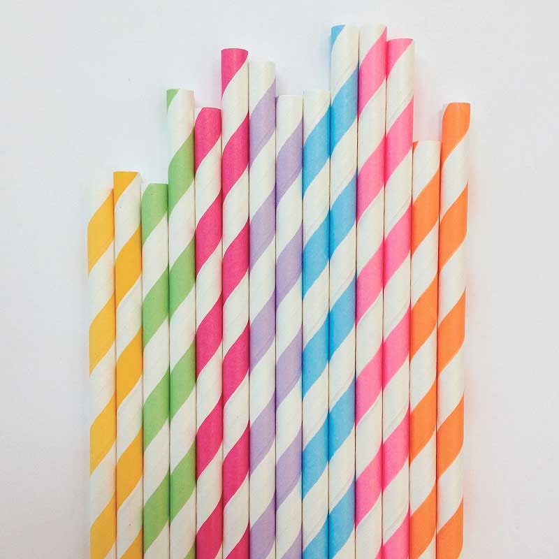 Pastel Paper Straws Pink Orange Yellow Lavender Green Blue