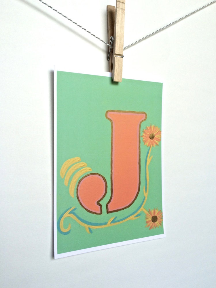 Letter J Wall Art Nursery Name Letters Colorful by theColorSpace