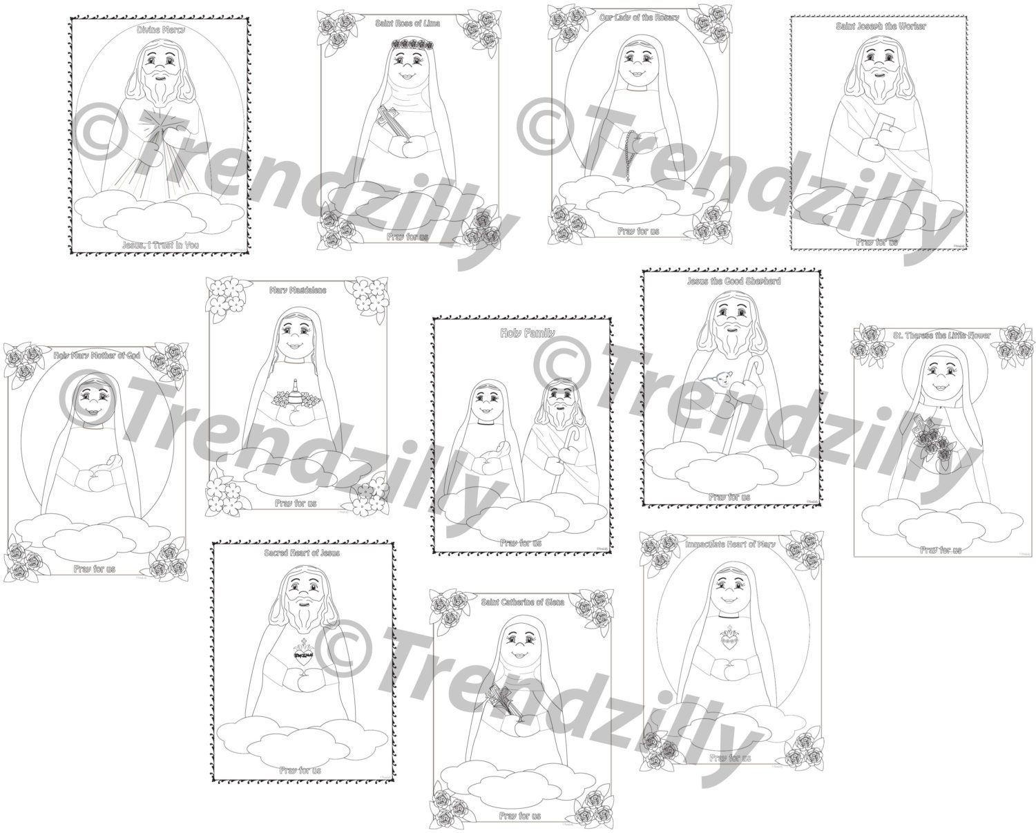 All Saints Day Party Pack Soft Saint Banner Cupcake Toppers Wrappers Coloring Pages All Saints Printables Feast Day Instant