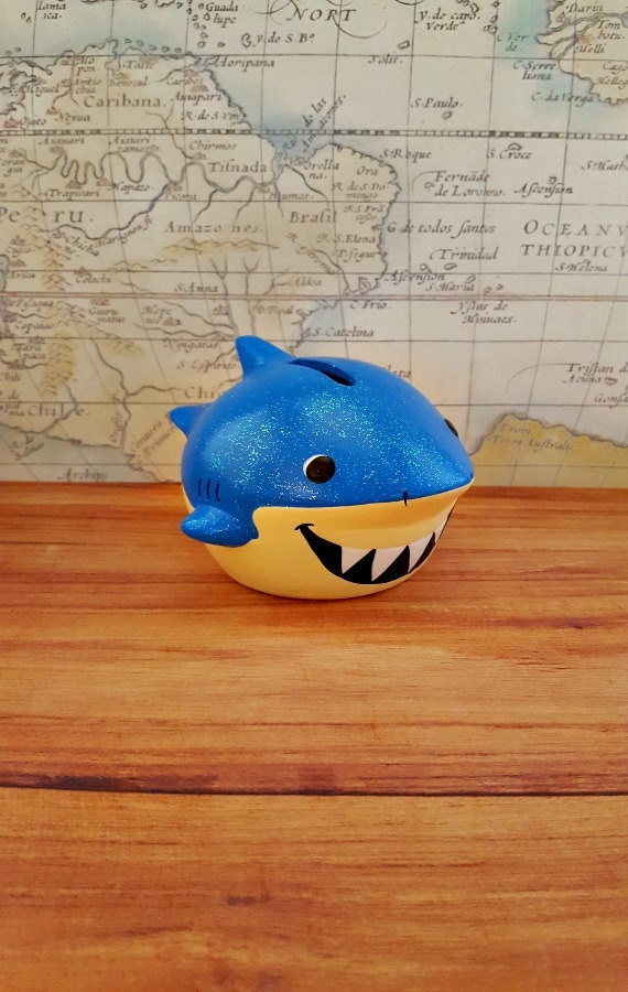 plush shark piggy bank